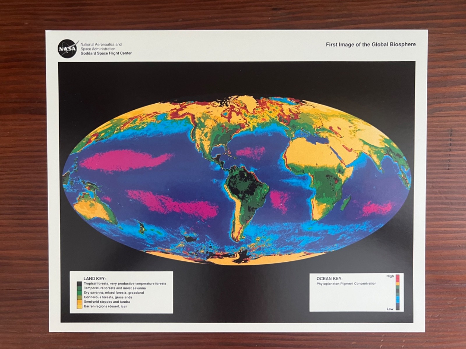 Vintage NASA: First Image of Global Biosphere, 8 x 10 Lithograph