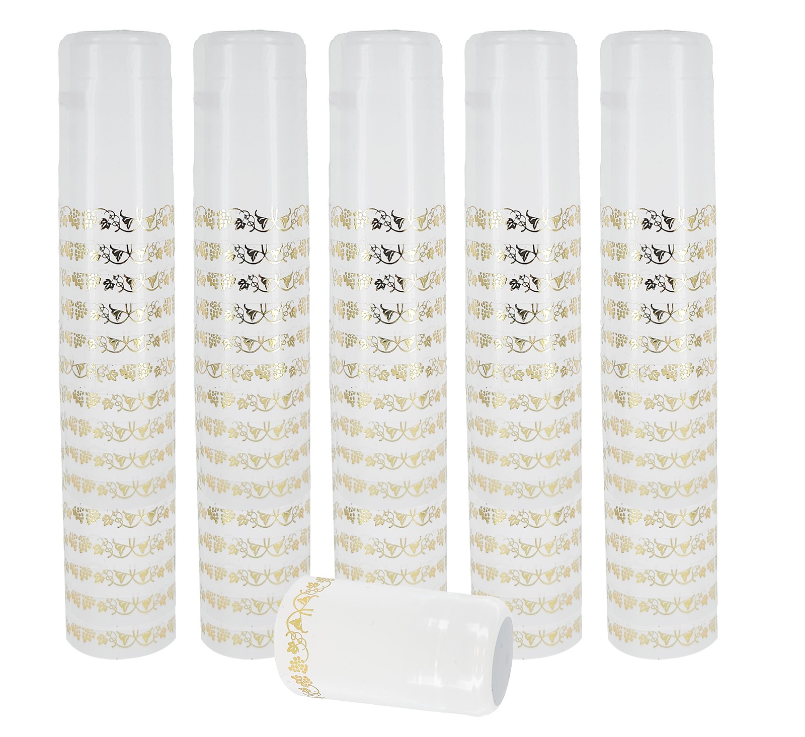PVC Heat Shrink Capsules For Wine Bottles - 100 Count (White With Gold)
