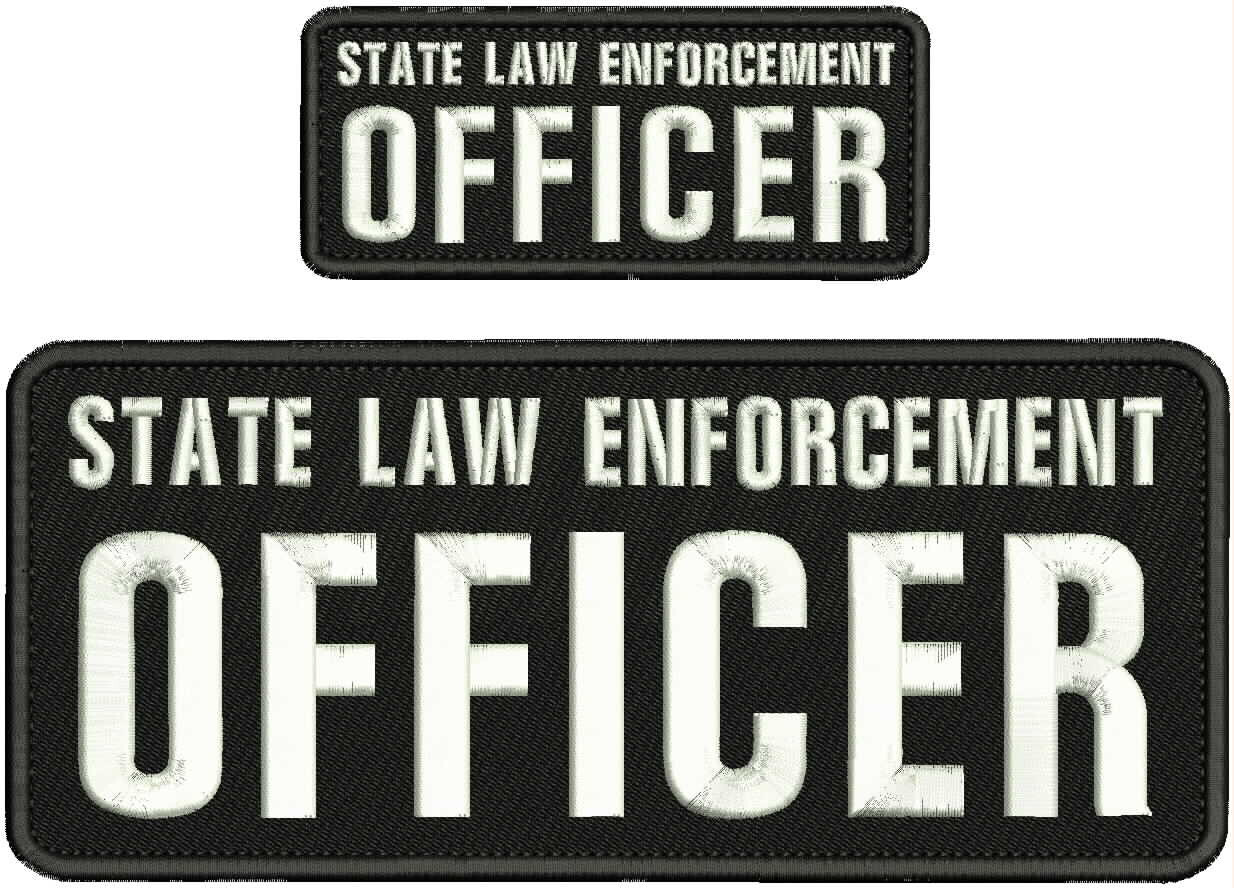 state law enforcement officer embroidery patch 4x10 & 2x5 hook on back &white