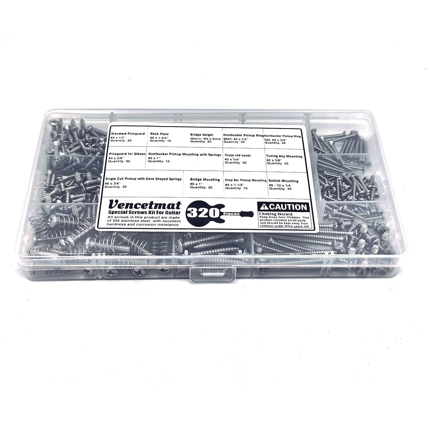 Guitar Screws Kit,304 Stainless Steel, #2#3#4#6#8 fit Fender & Gibson Pickgua...