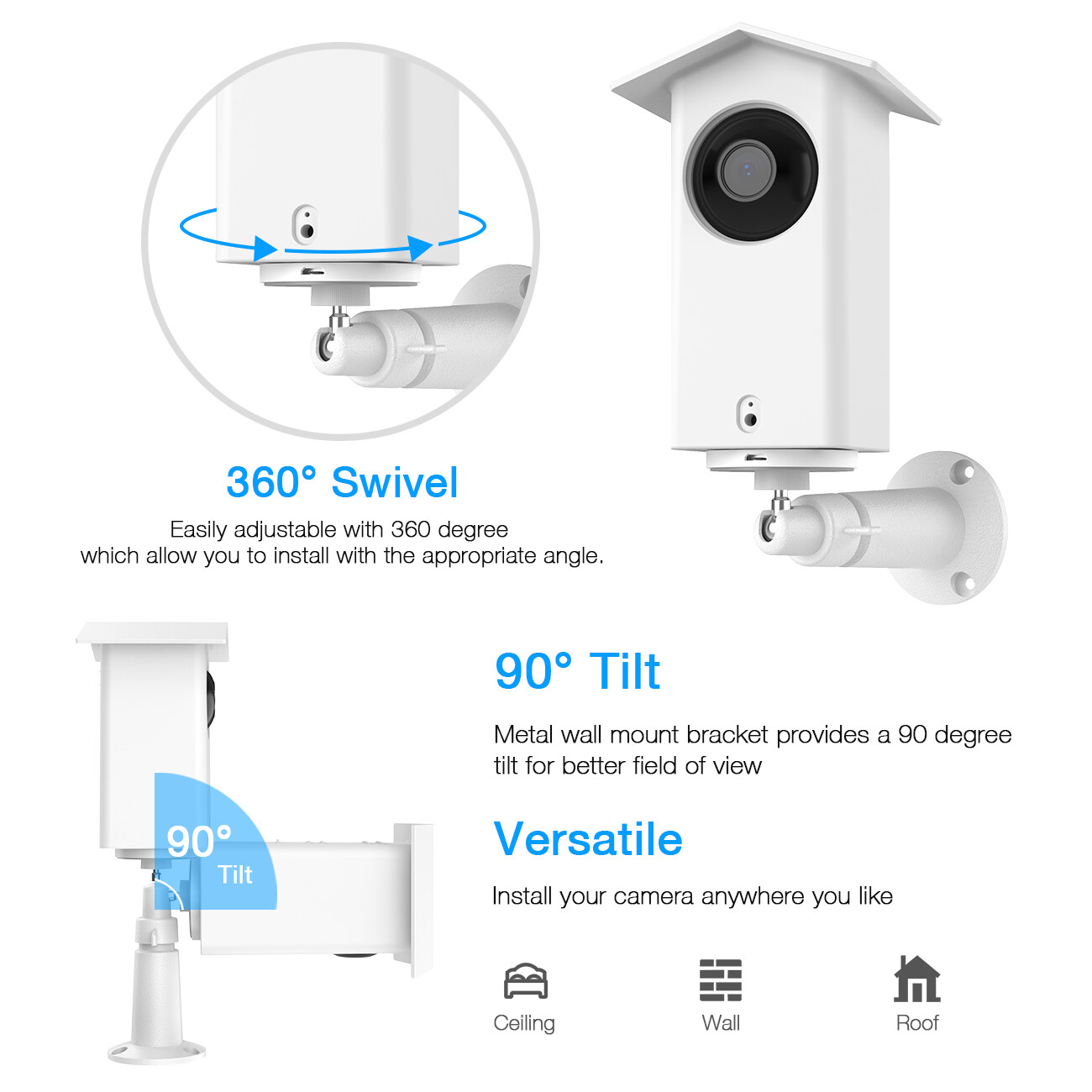 For Wyze cam pan v2 Protective Case & Metal Wall Mount Bracket by HOLACA