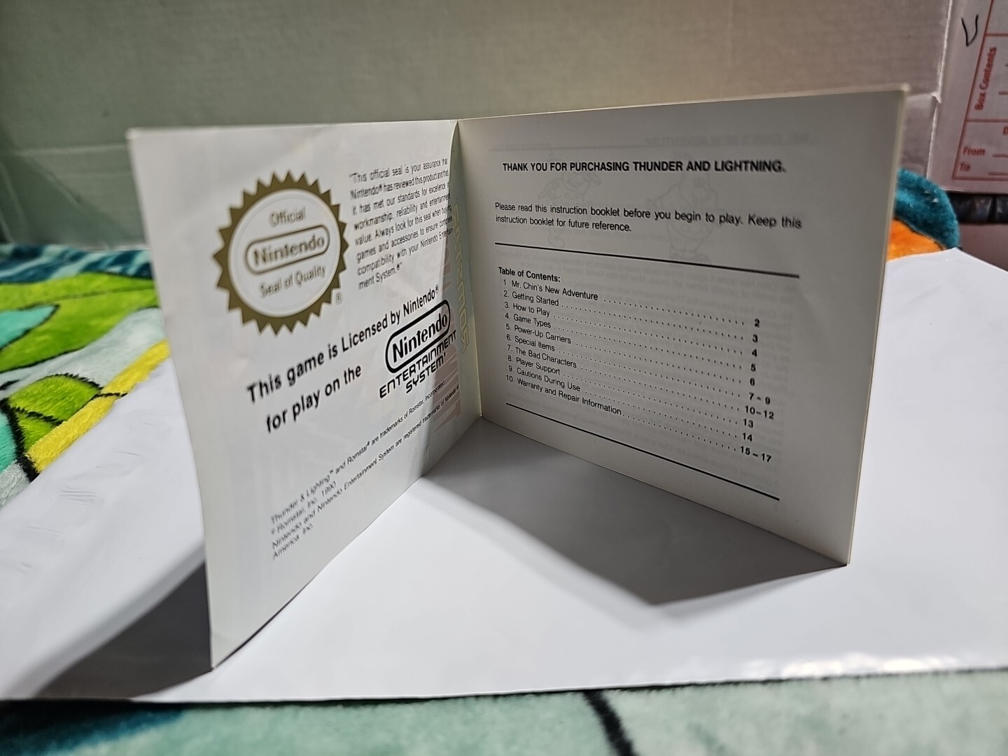 Thunder & Lightning Nintendo NES Instruction Manual Booklet ONLY