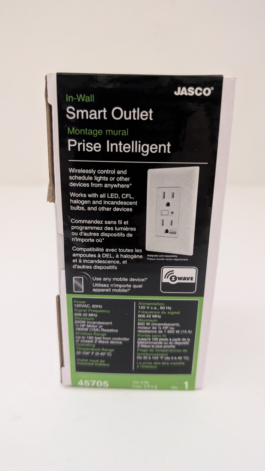Jasco In Wall Smart Outlet 45705 New In Box Sealed