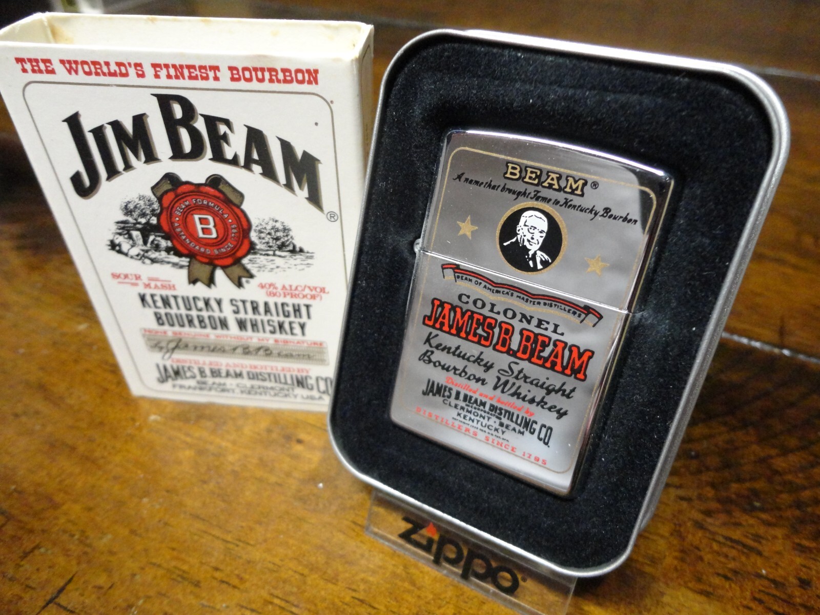 JIM BEAM COLONEL ZIPPO LIGHTER MINT IN BOX 1997