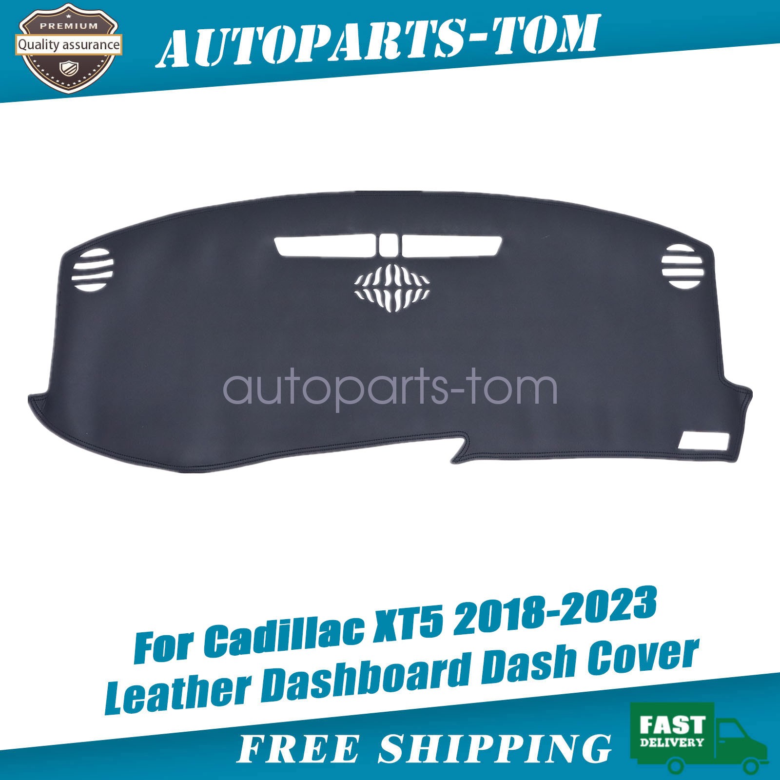 Black Leather Dashboard Dash Cover Protector Pad Fit For 2018-2023 Cadillac XT5