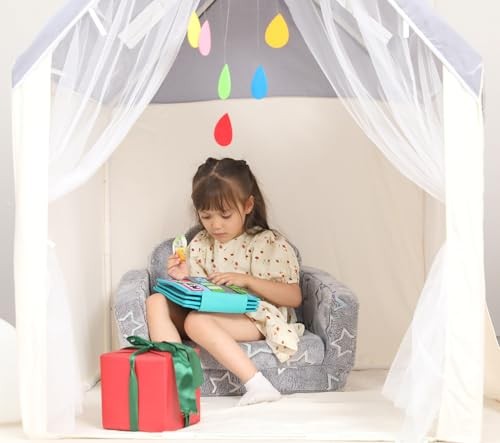 Play Couch Sofa for Kids Fold Out Flip Out Kids Sofa Chair 2 in 1 Grey