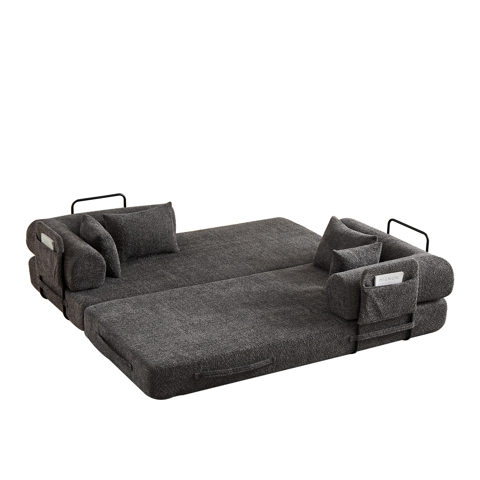 78.7" Convertible Sleeper Sofa Bed w/Cylindrical Pillow, Folding Sofa Bed Grey