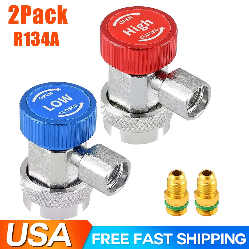 2Pack R134A Quick Connector Adapter Coupler Auto AC Manifold Gauge Low/High HVAC