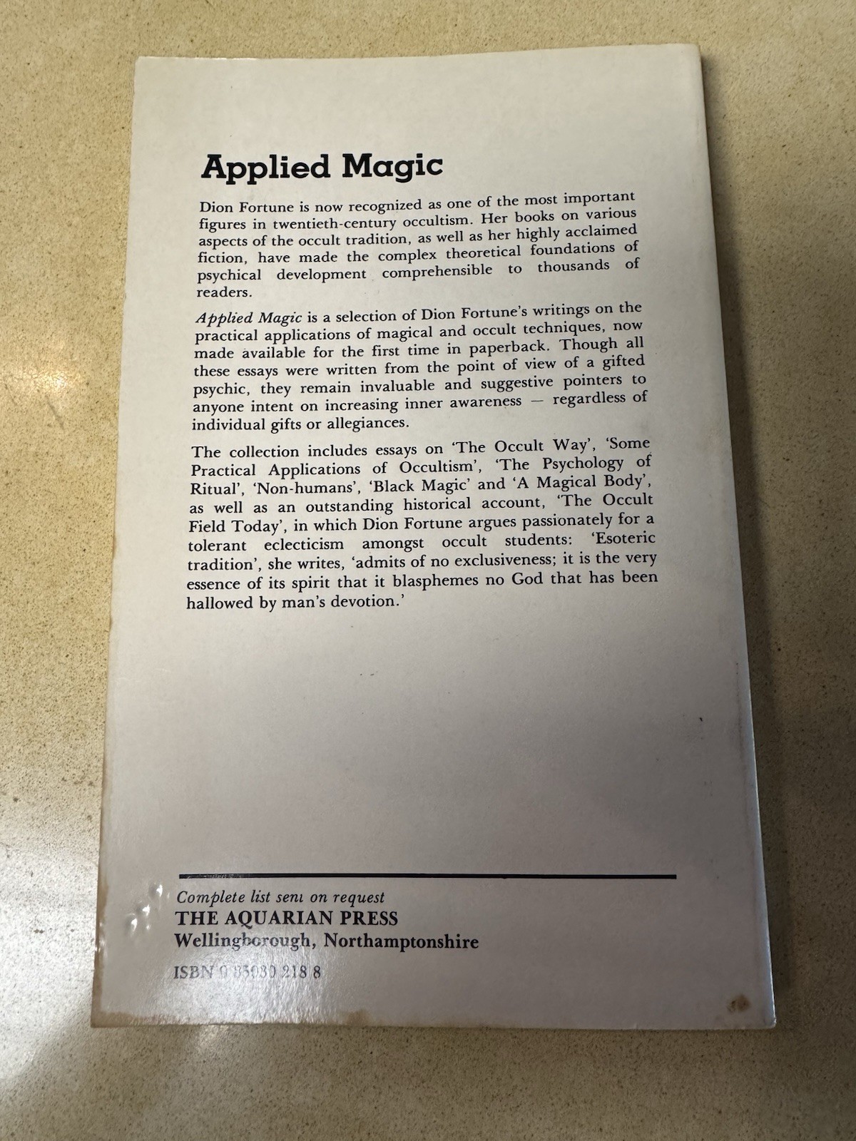 Applied Magic by Dion Fortune paperback edition 1979