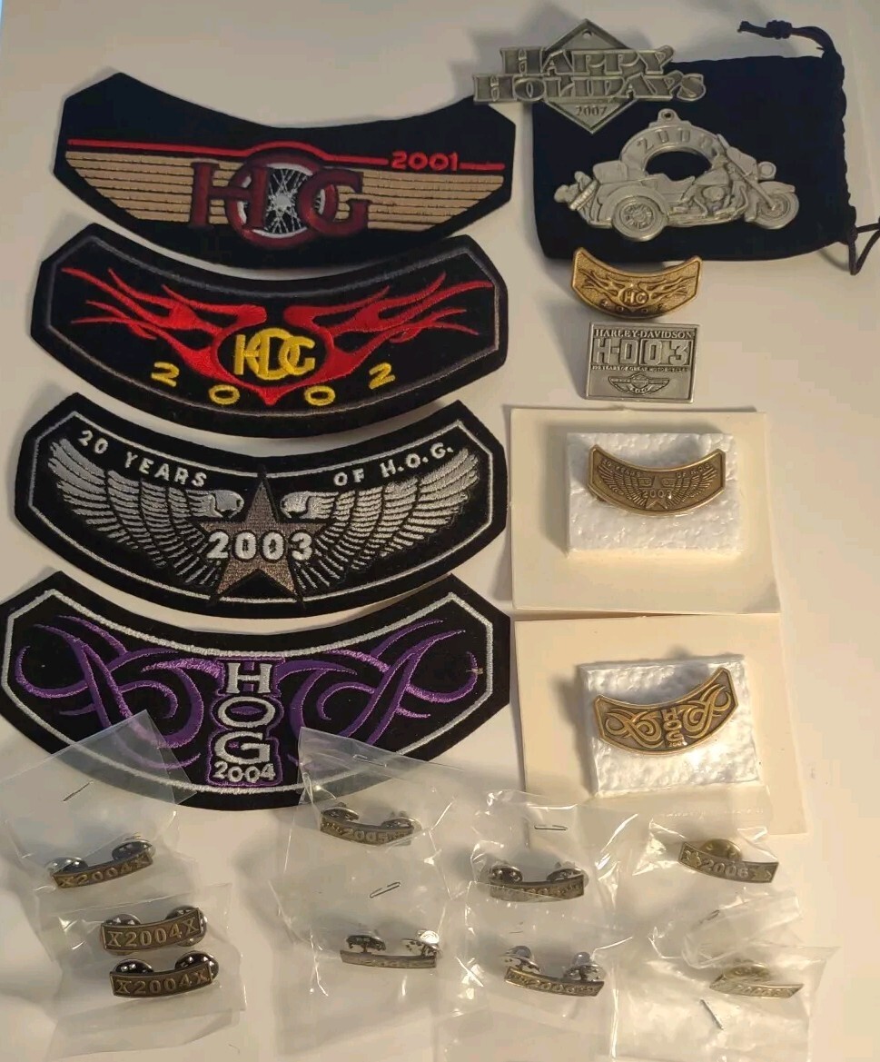 Harley Owners Group HOG Lot of Patches, Pins, Ornaments 2001-2009 Misc Items