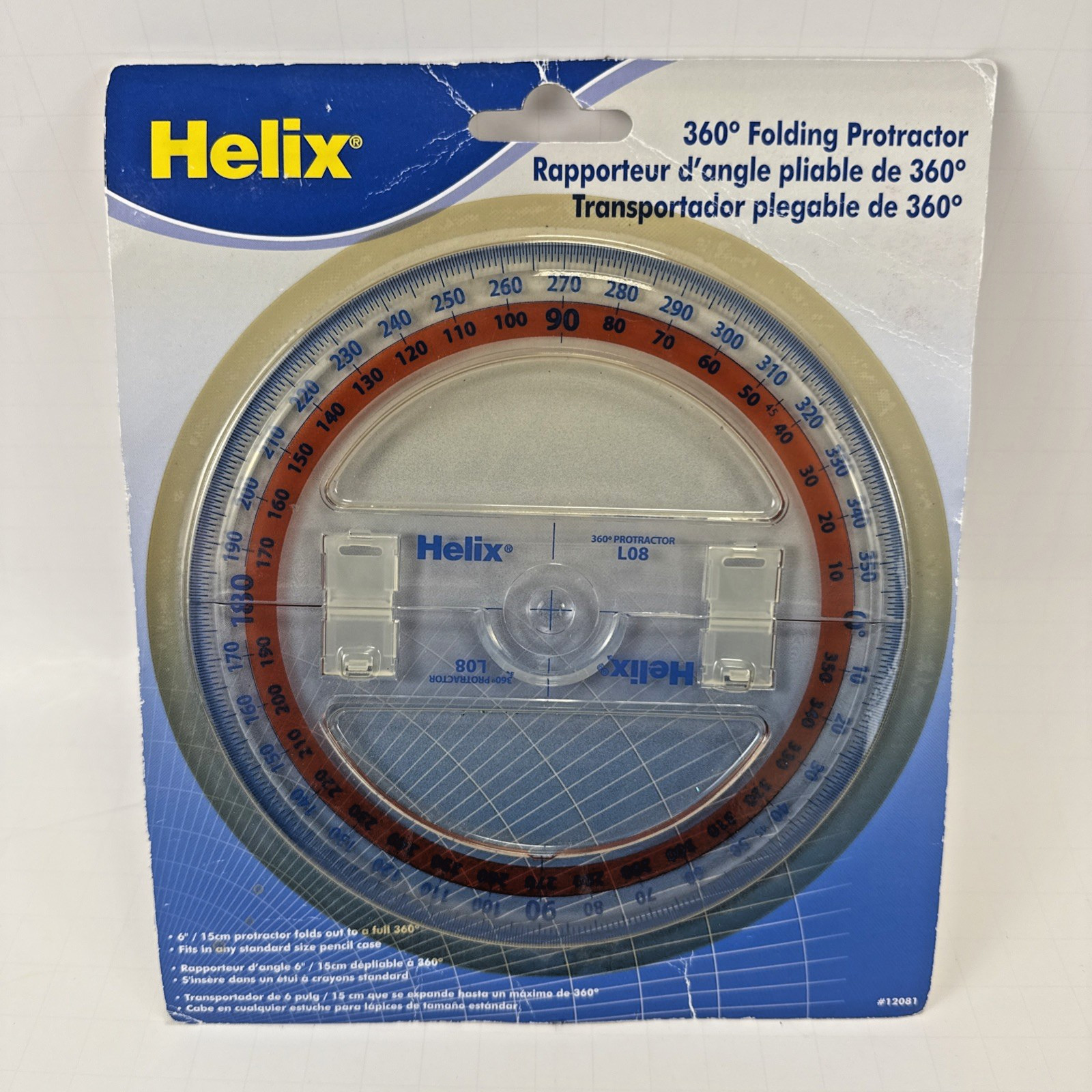 Helix 360 Degree Folding Angle Measure Protractor New in Box, #12081
