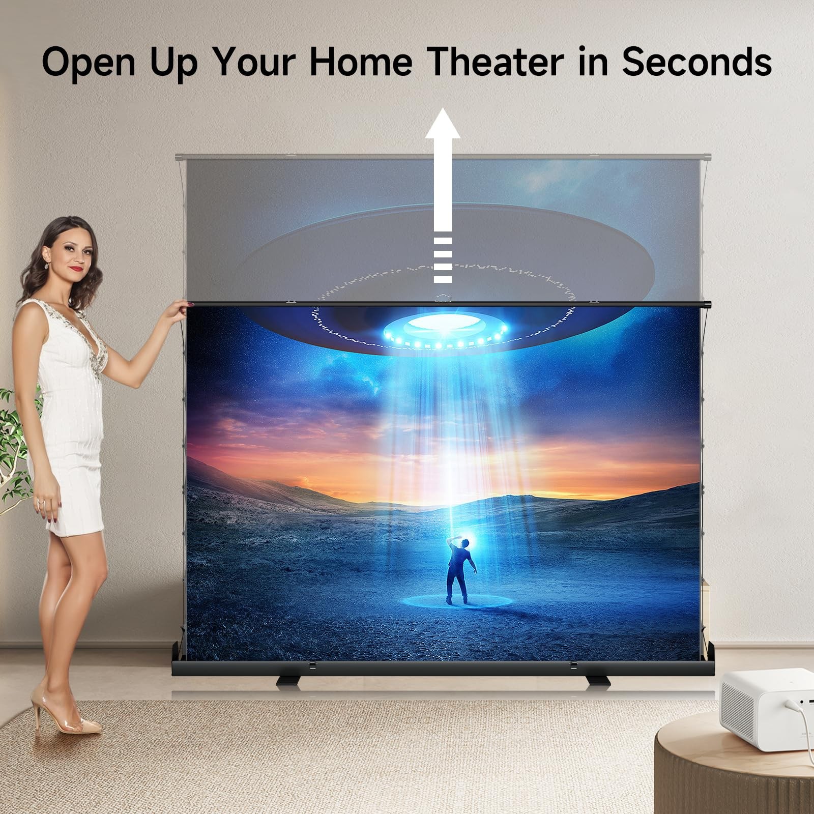 Tab-Tension Portable ALR Manual Pull Up Projector Screen,Outdoor Projector Sc...