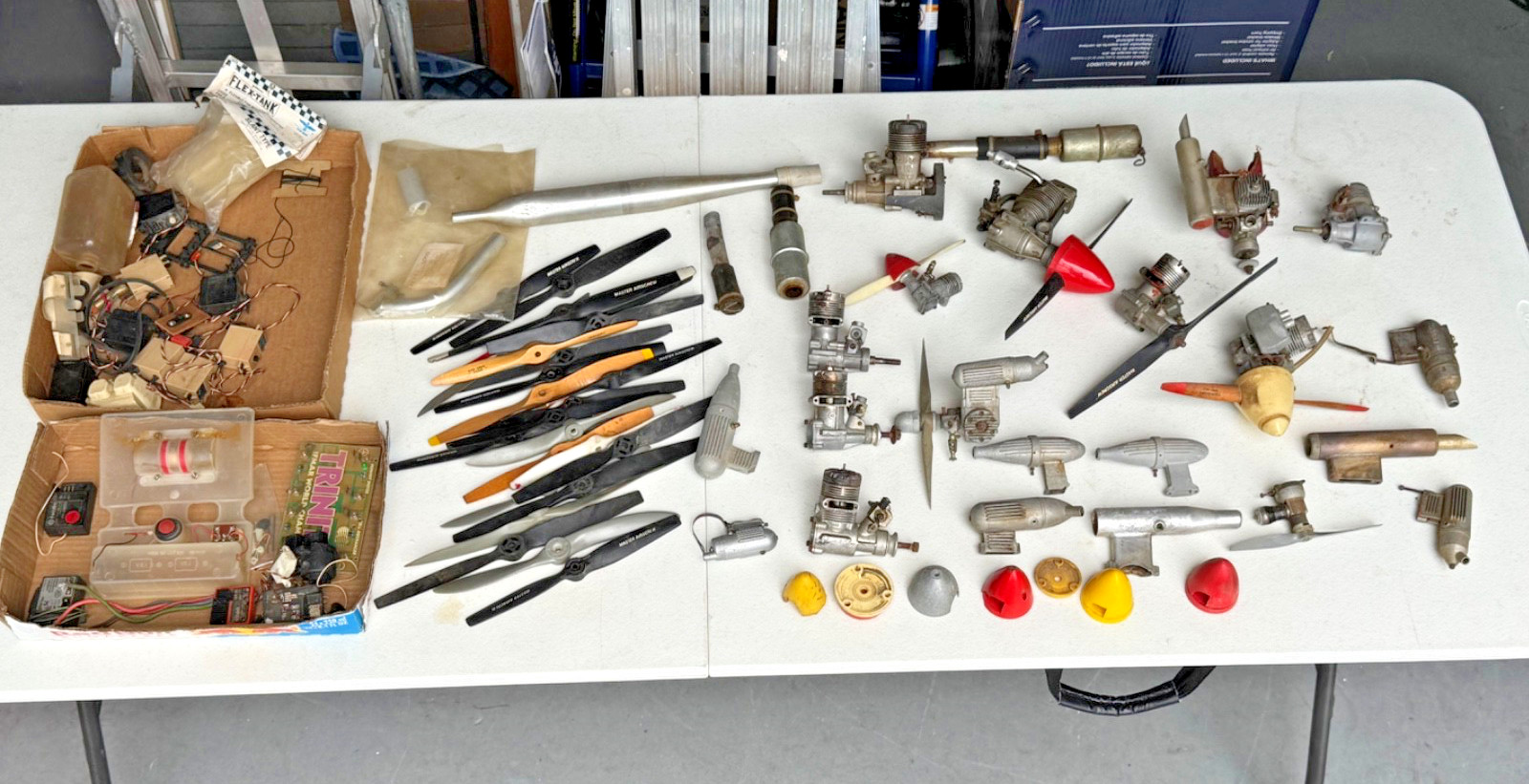 Vintage RC Airplane Engines Lot Propellers Exhausts - for parts not working