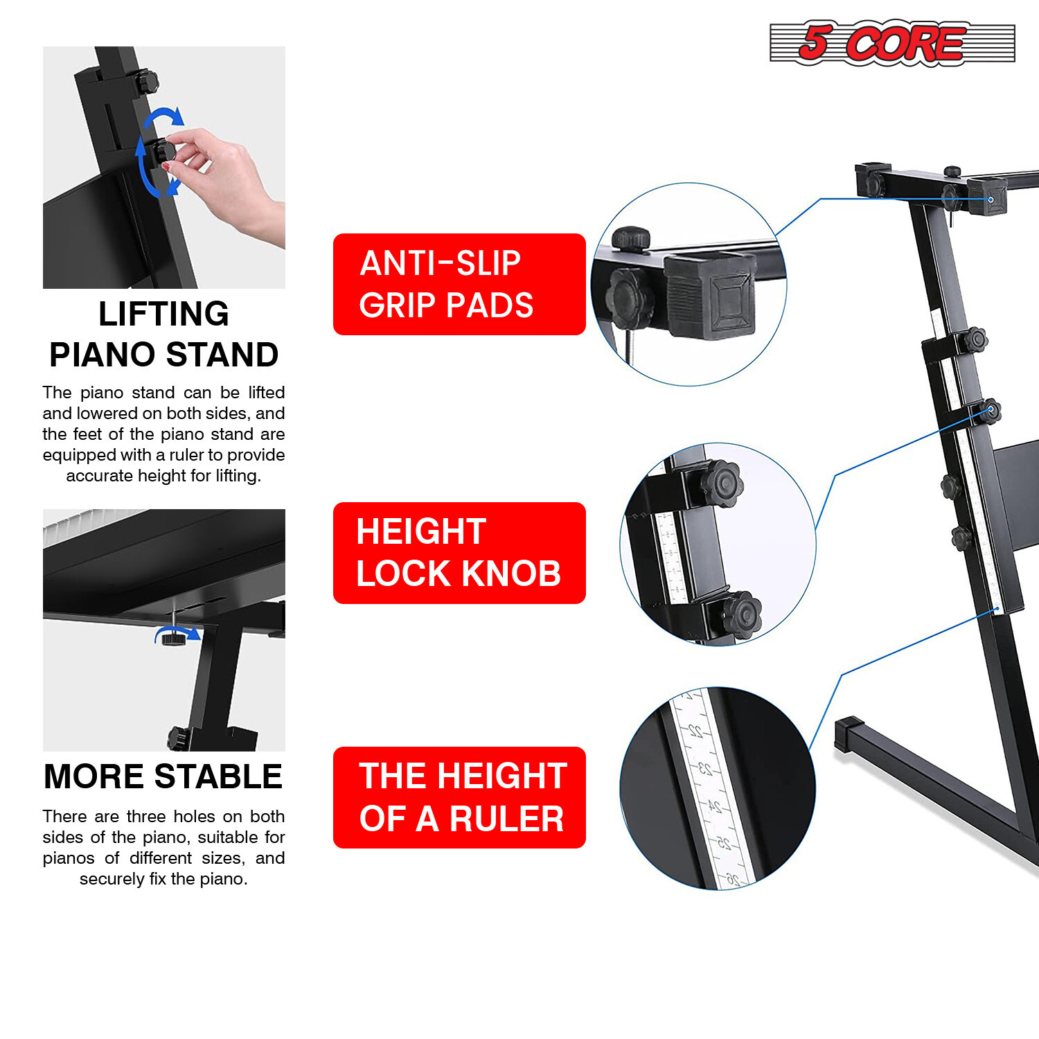 5Core Piano Keyboard Z-Style Stand Electronic Organ Rack Folding Adjustable
