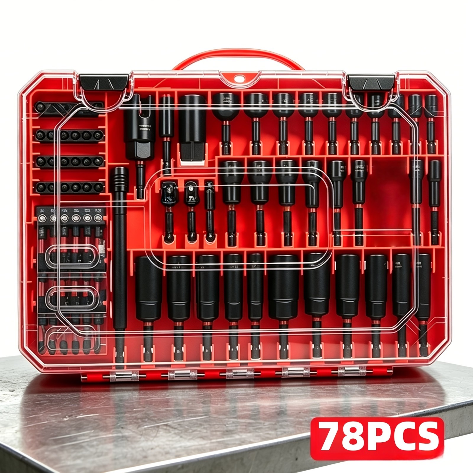 78-piece heavy-duty impact magnetic nut driver set (metric and imperial), with d