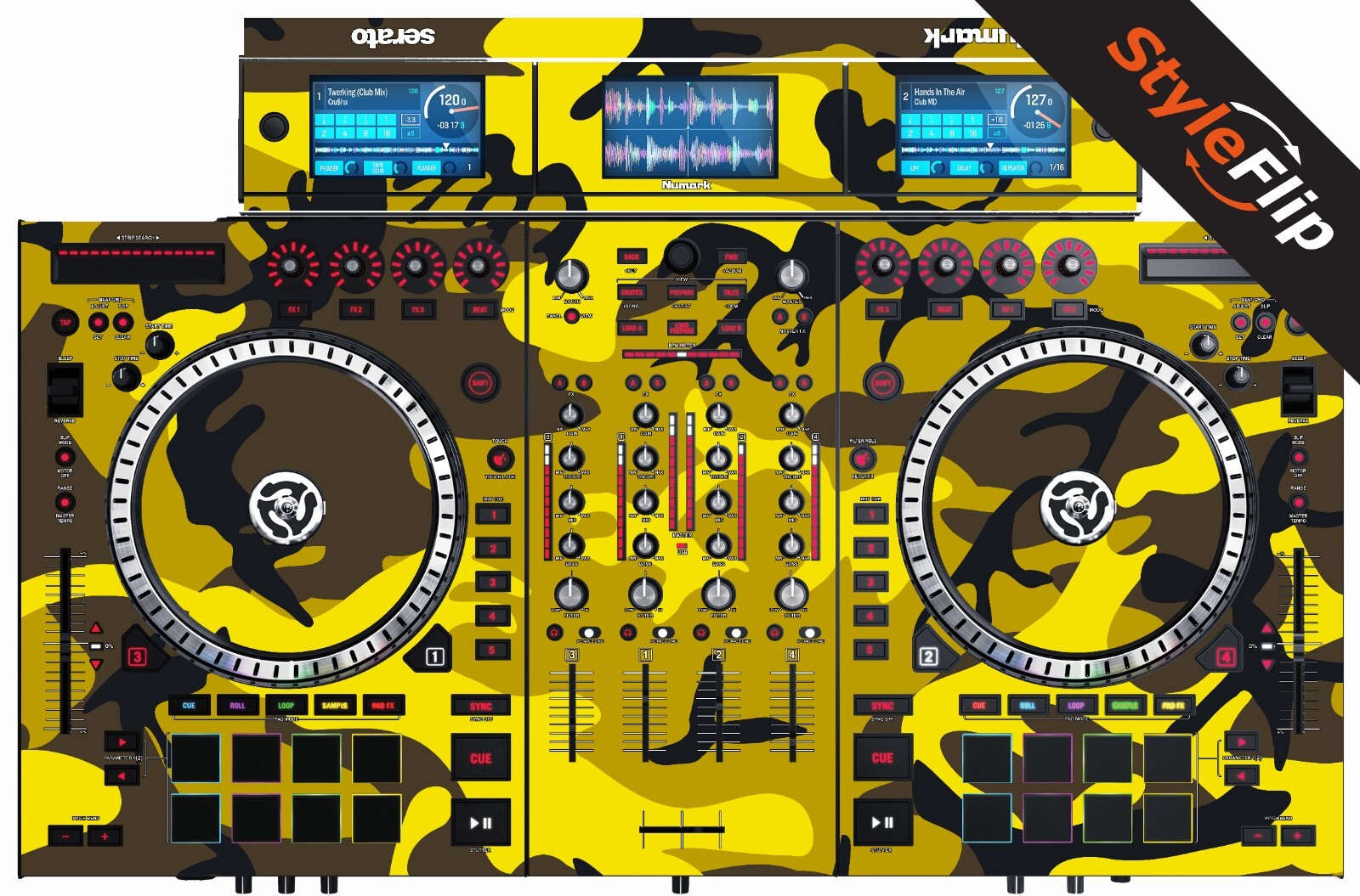 Numark NS-7 III Skin | Camo Yellow | Protective Decal | StyleFlip Skins