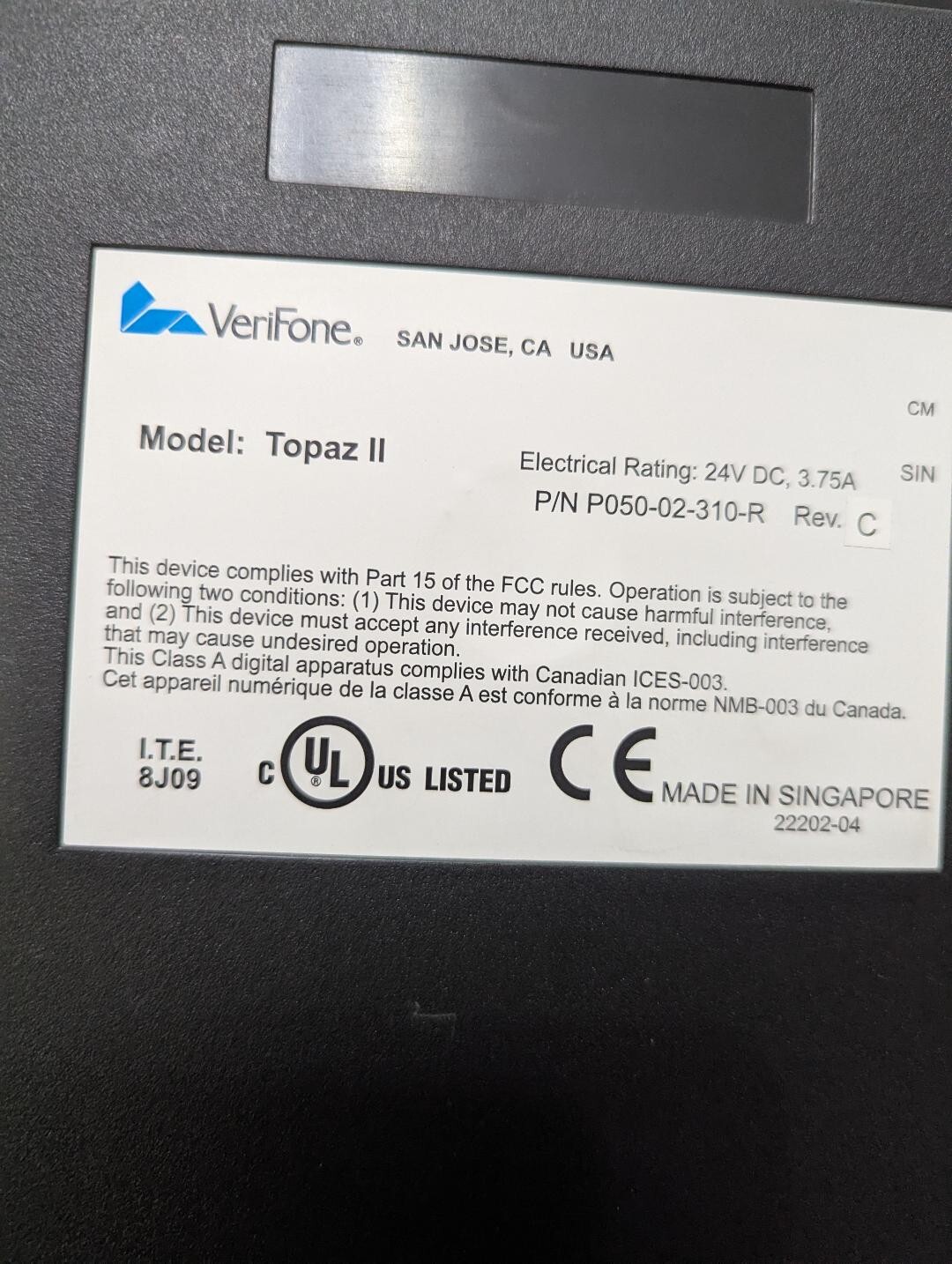 Verifone Topaz ll used in working condition.