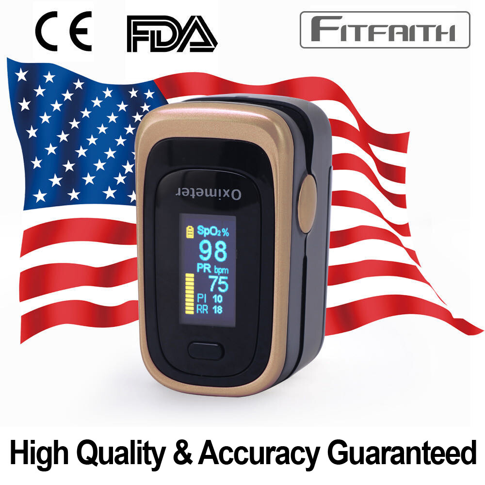 Finger Pulse Oximeter Blood Oxygen SpO2 Monitor PR PI Respiratory Rate FDA & CE