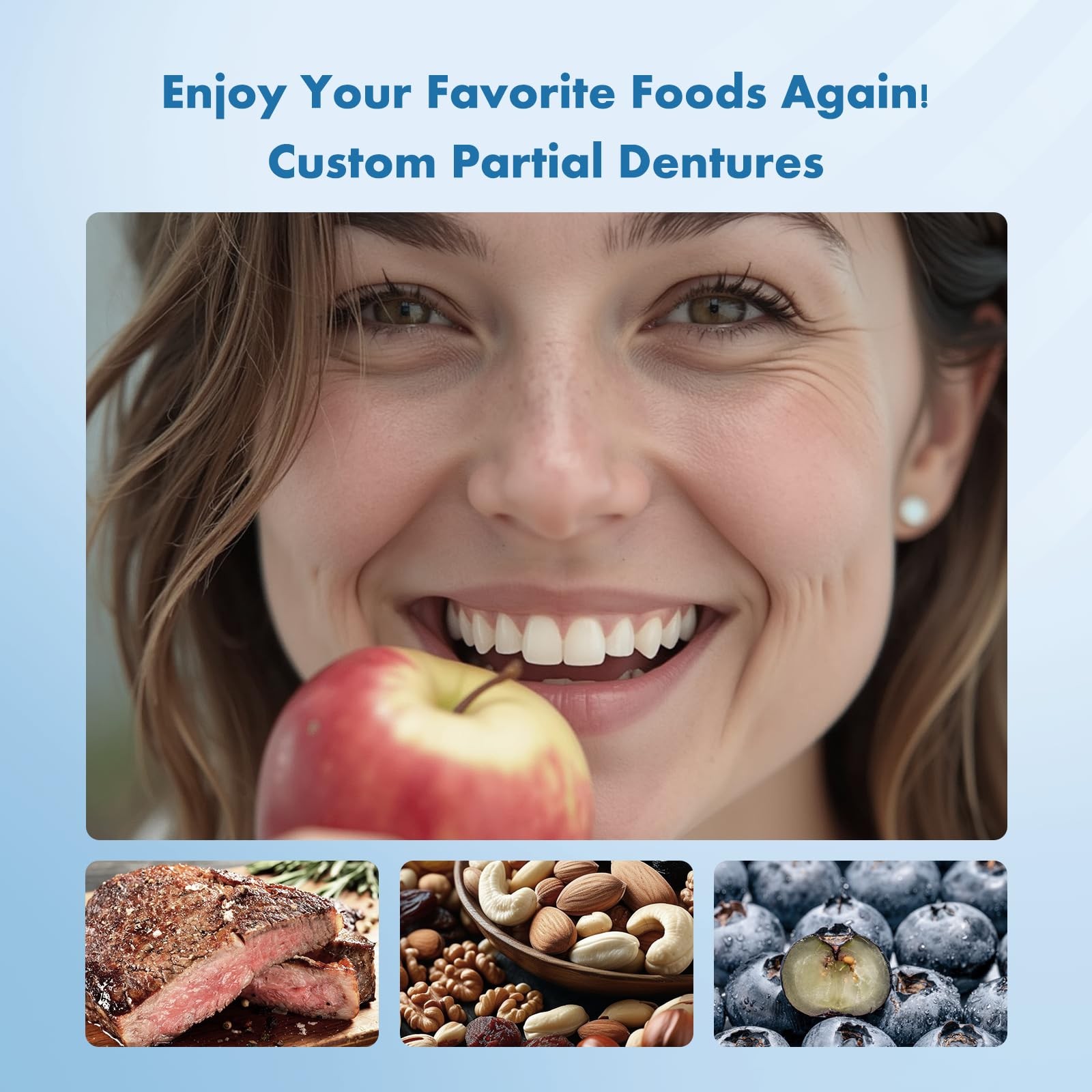 Custom Removable Dentures – Personalized Partial Denture Set 3 Teeth, White