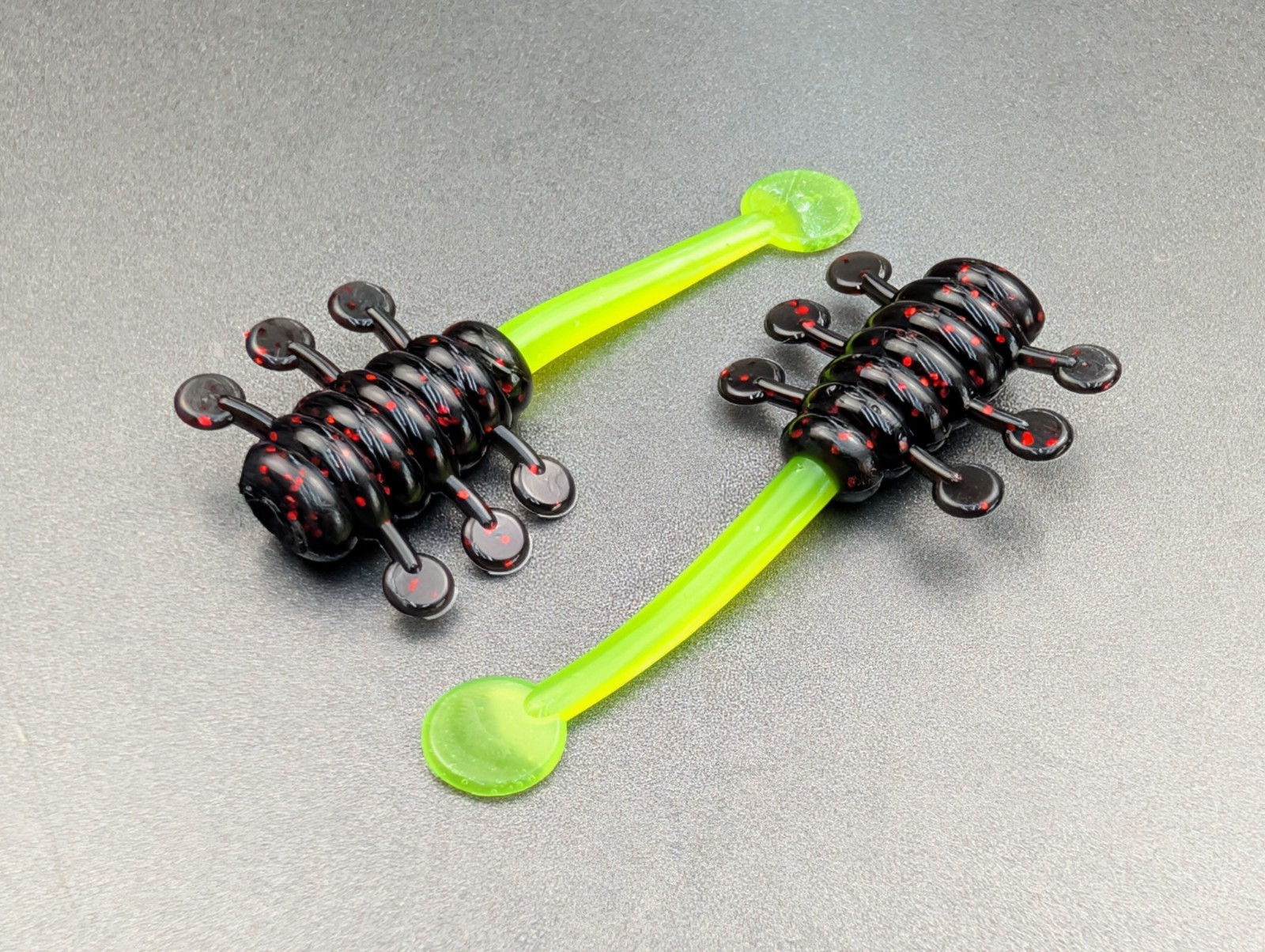 (20) 2" Crappie Glider Black / Chartreuse Jigs  Baits Grub Minnow