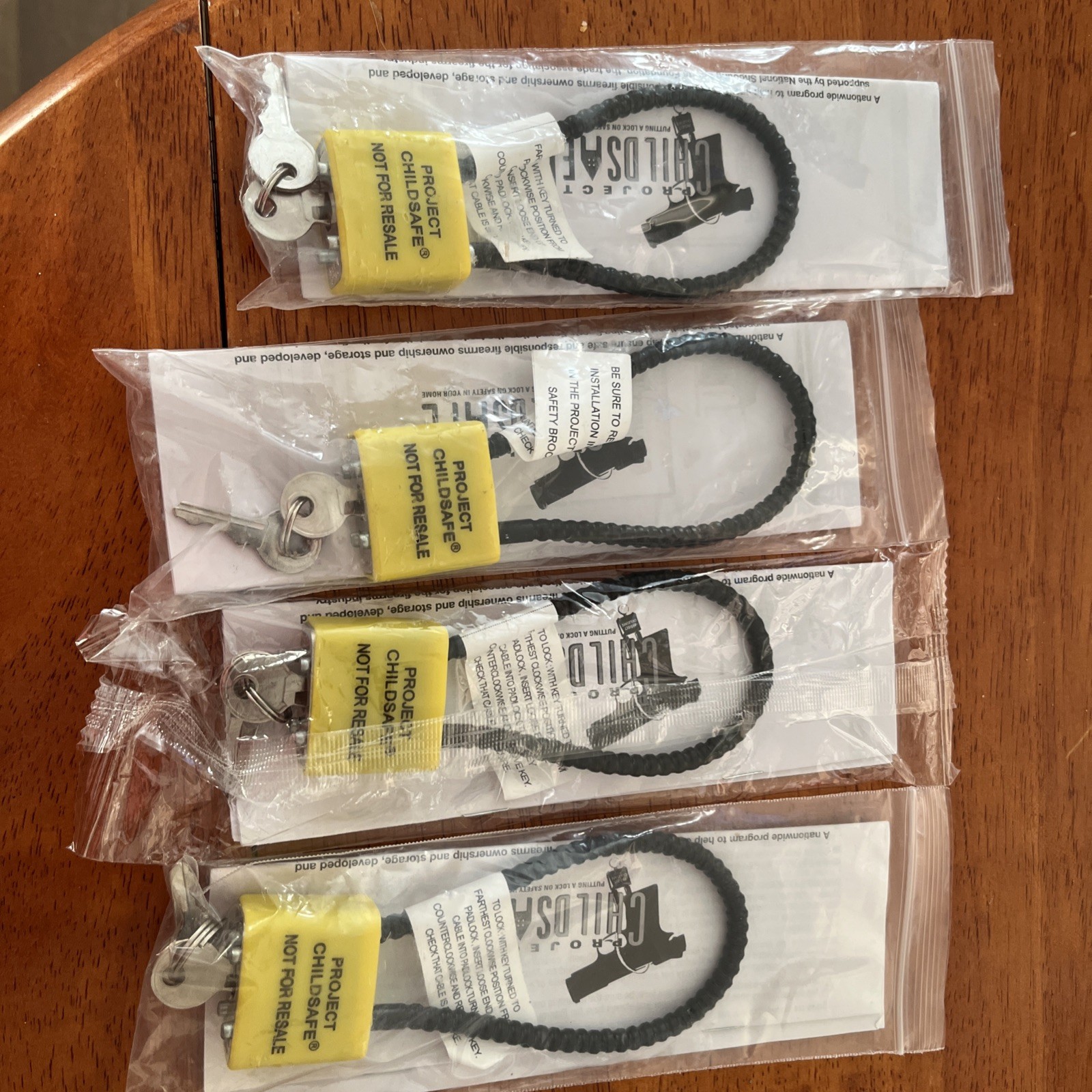Lot Of 4 Project Childsafe Gun Lock Locks Bundle W/Keys Black Cable Style *NEW*
