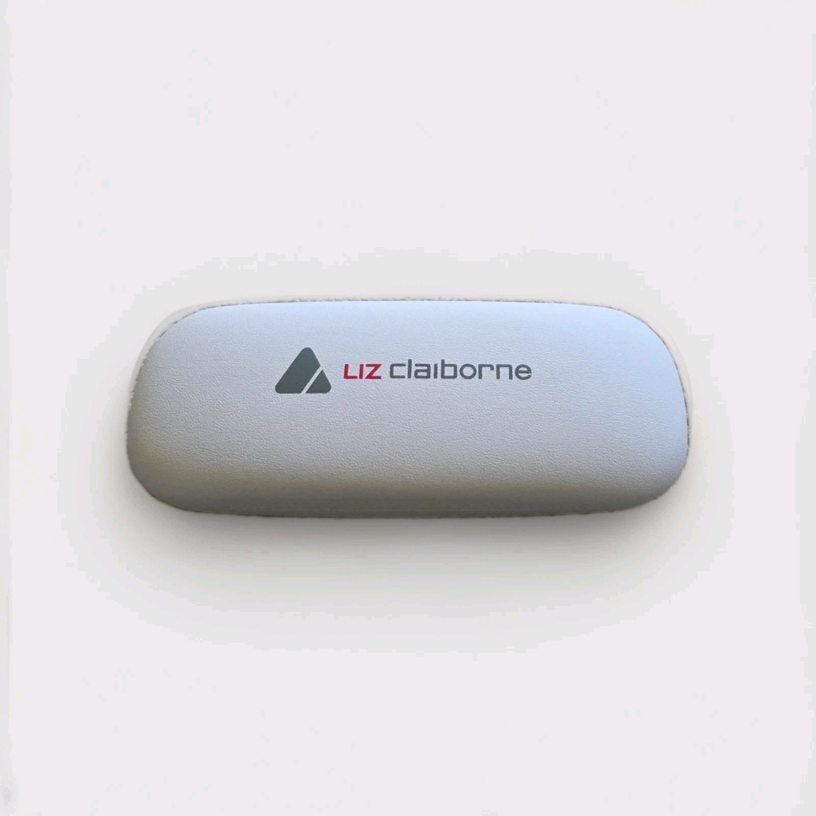 Authentic Liz Claiborne White Hard Eyeglass Case Clamshell Logo Hard Shell EUC