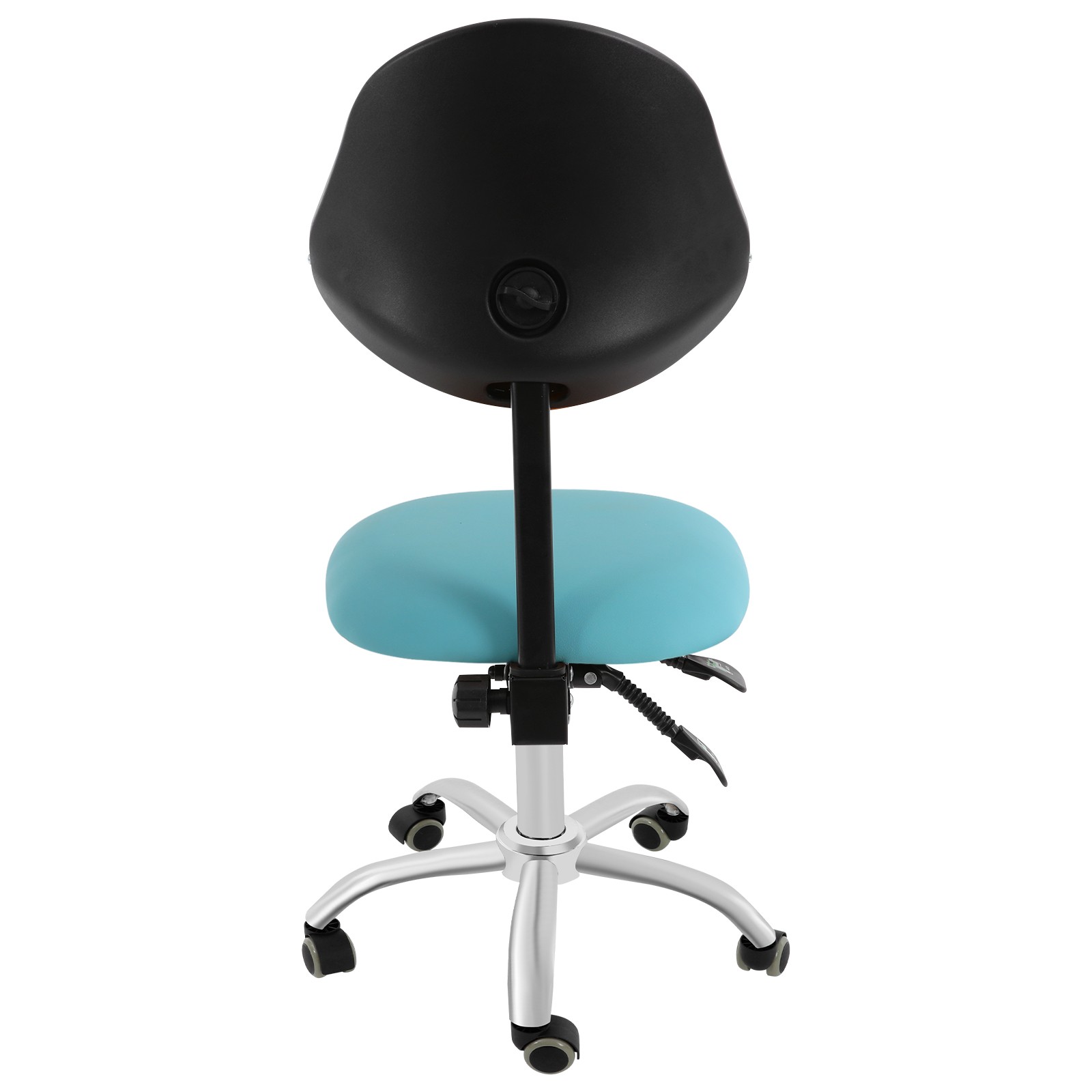 Adjustable Swivel Chair Ergonomic Rolling Saddle Stool w/ Backrest for Office