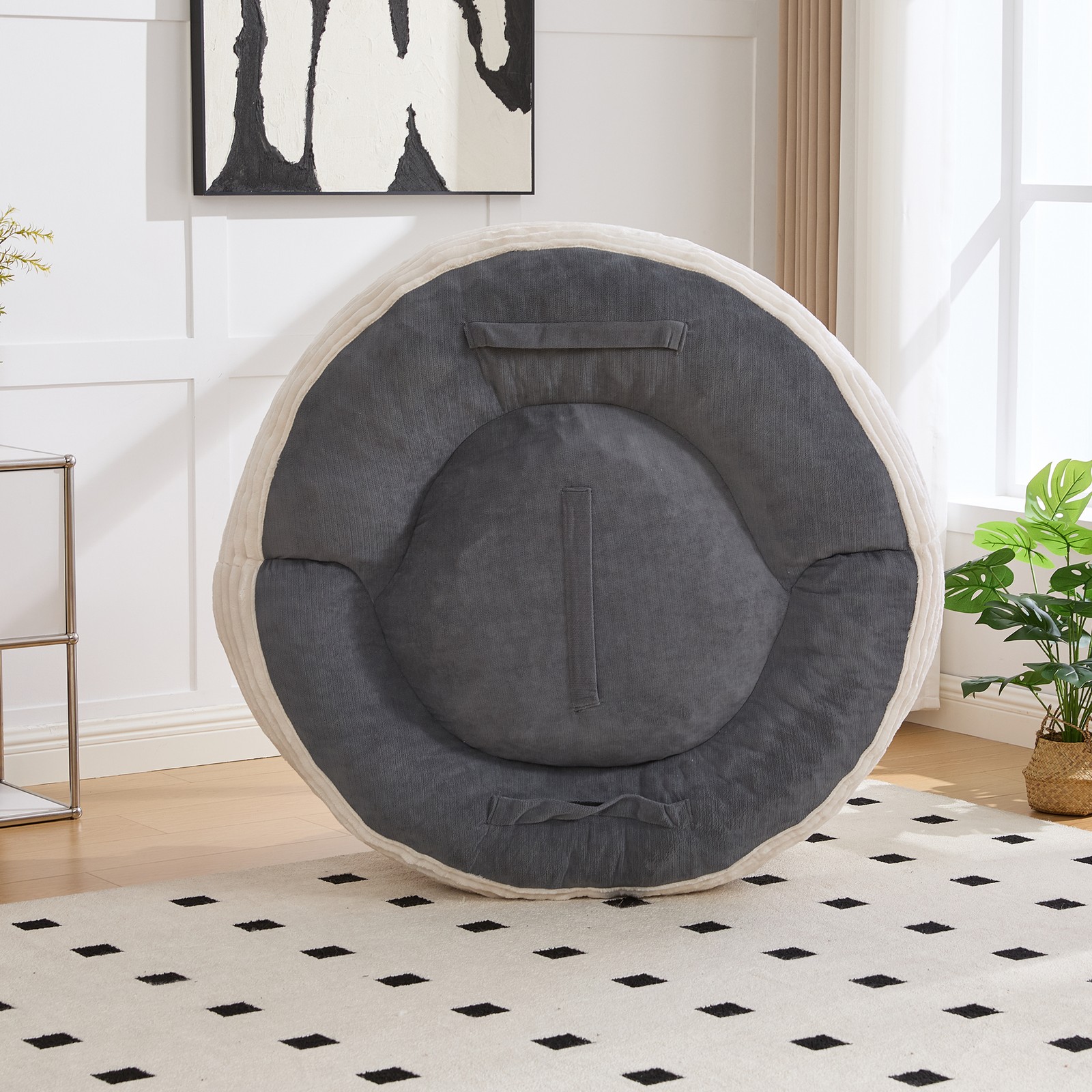 Oversized Corduroy Bean Bag Chair w/ Memory Foam Filled & Pillows for Apartment