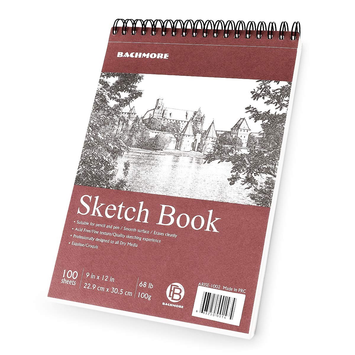 Bachmore Sketchpad 9X12 Inch (68lb/100g), 100 Sheets of TOP Spiral Bound Sket...