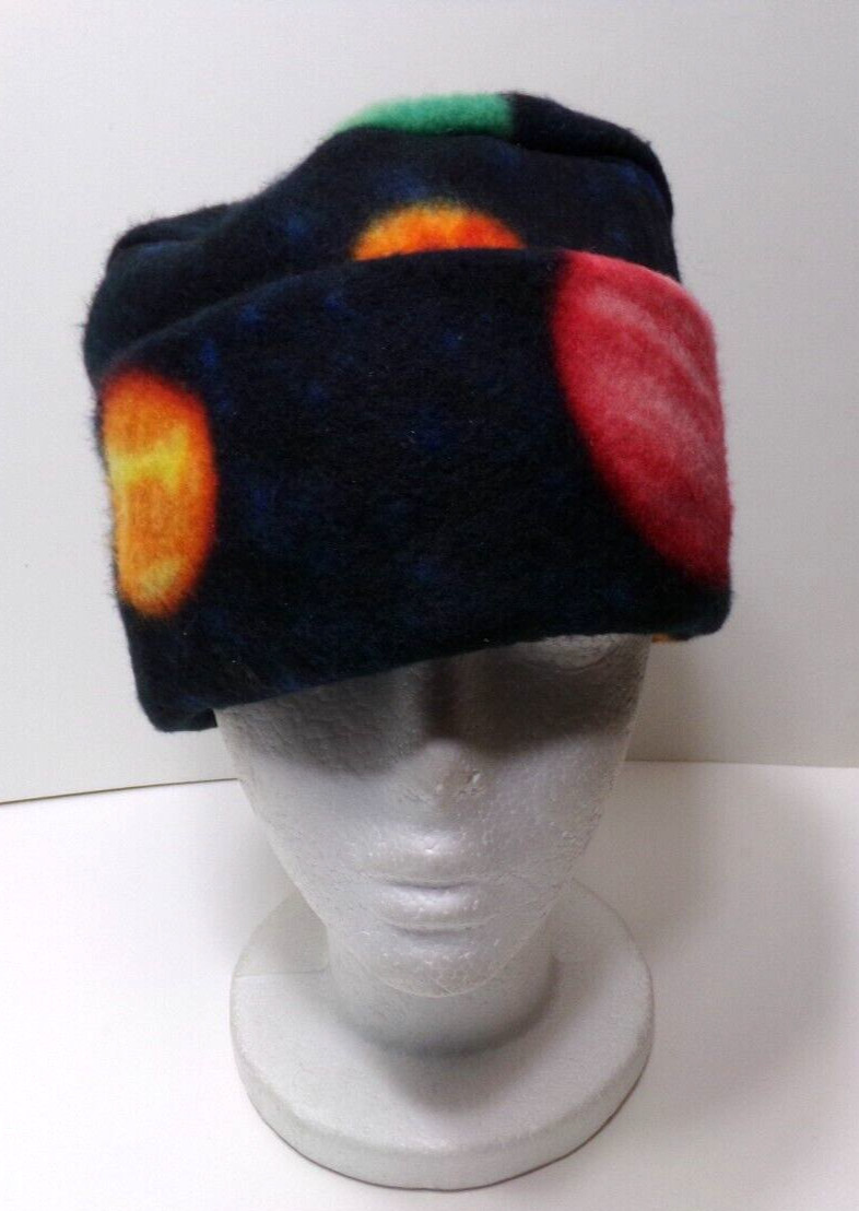 SPACE PLANETS FLEECE ROLLED BRIM WINTER HAT THERMAL STRETCHY h88cr