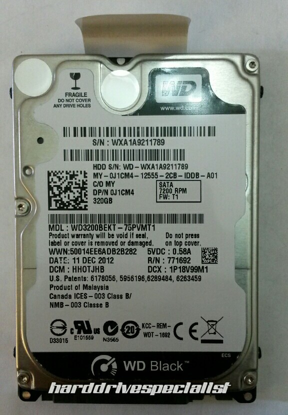 WD Black WD3200BEKT-75PVMT1 320GB SATA 7200RPM F/W:T1 DCM:HHOTJHB DCX:1P18V99M1