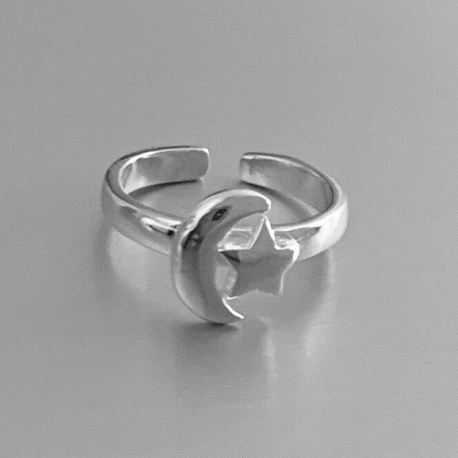 Sterling Silver Moon and Star Toe Ring, Moon Ring, Silver Rings, Star Ring