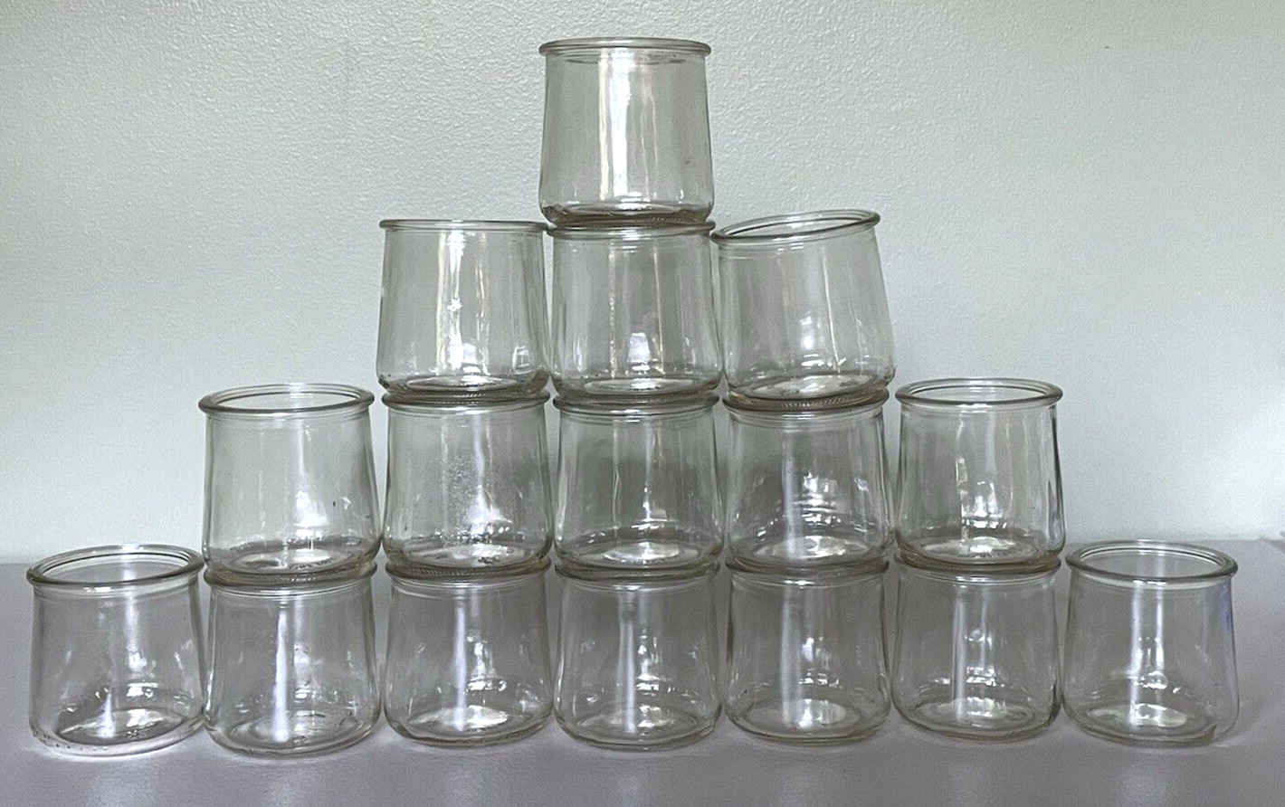 Lot of 16 Oui Yogurt Glass Jars for Crafts, Organization, Storage, etc.