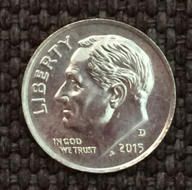 2015 D Dime Roosevelt, actual coin in picture, free shipping.