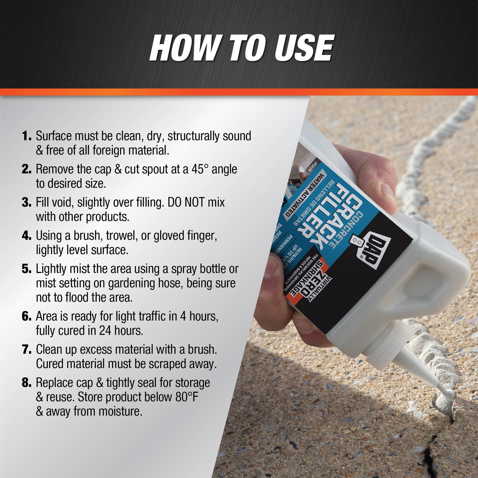 DAP Concrete Crack Filler, Gray, 1.62 lb 7079860500