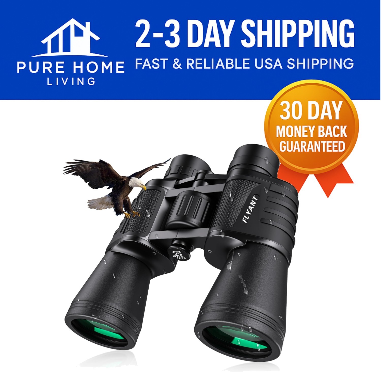 20x50 Binoculars - Waterproof, Rugged Design for Birdwatching & Travel