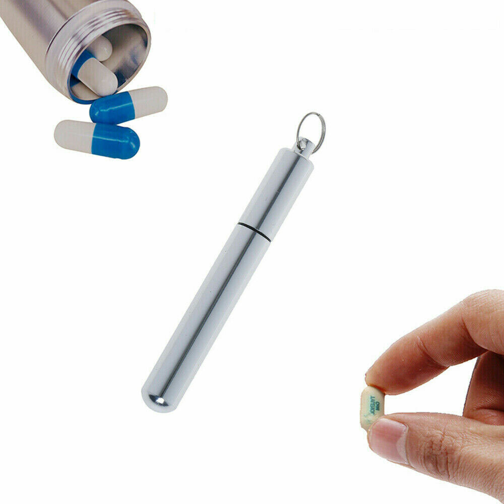 Pill Box Bottle Keychain Holder Container Ear Spoon Tool Around Cap Waterproof