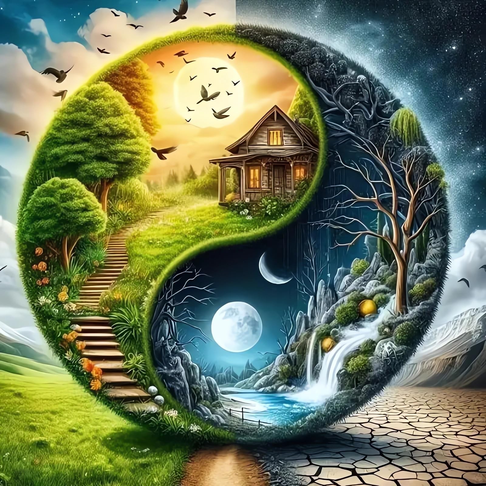 Taichi Sun and Moon Diamond Art Kits for Adults, 5D Diamond Painting Kits for Be