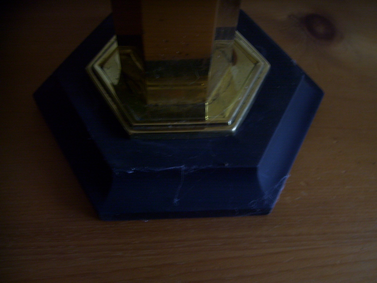 ART DECO HEXAGONAL BRASS OIL LAMP BASE-GC.