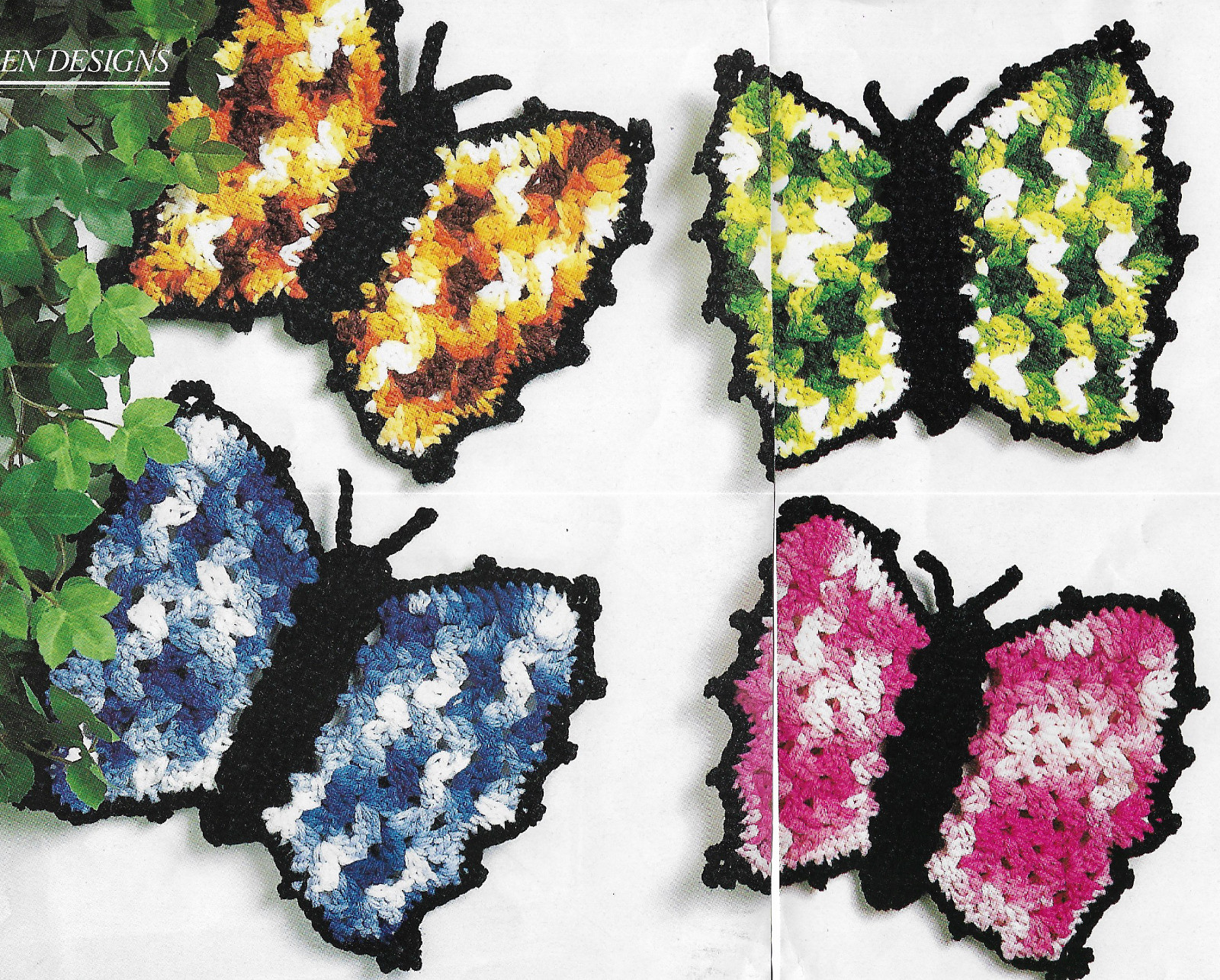 Butterfly Potholders crochet pattern instructions