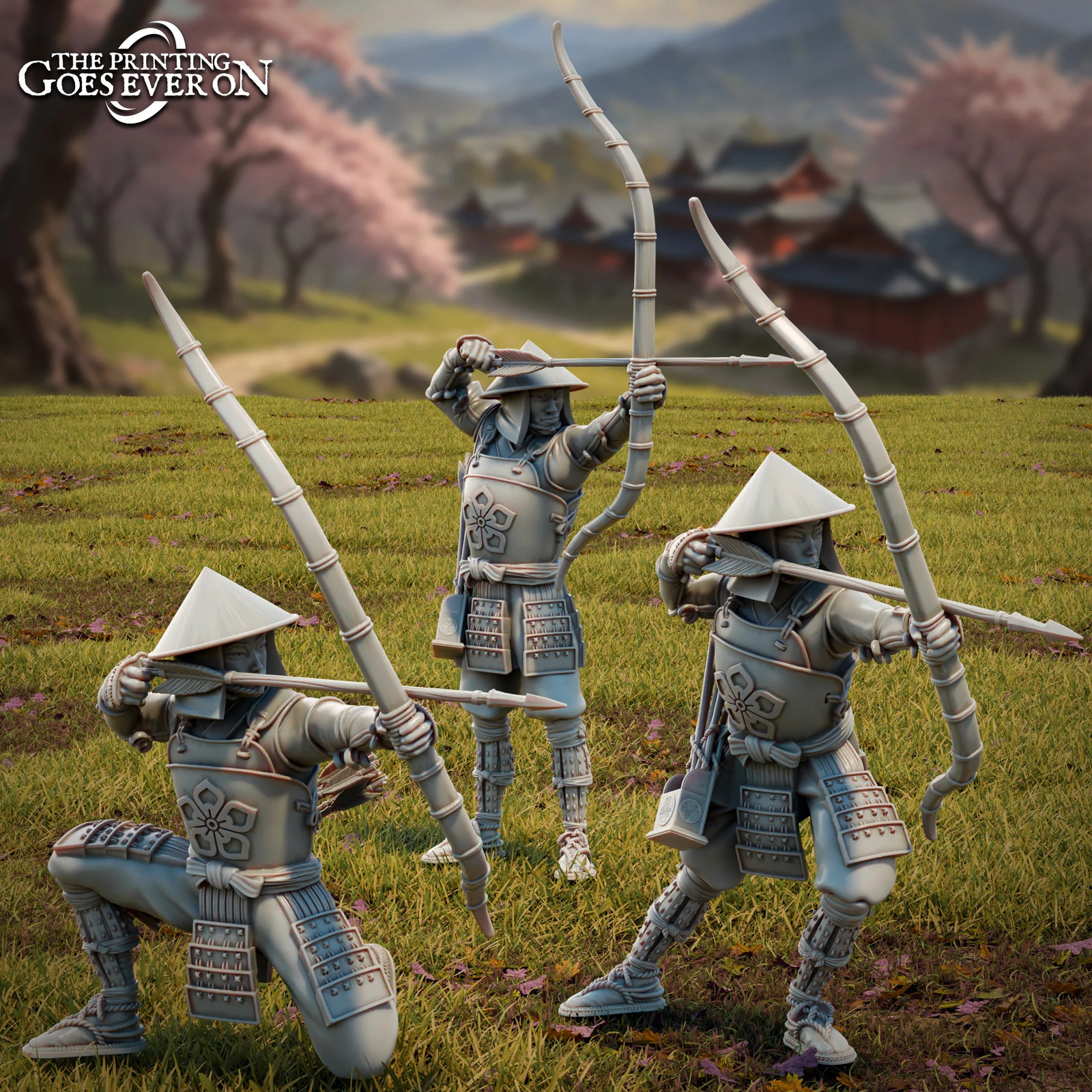 Ashigaru Bowmen (Set of 3) - 28-32mm Tales of - Resin Tabletop Miniatures