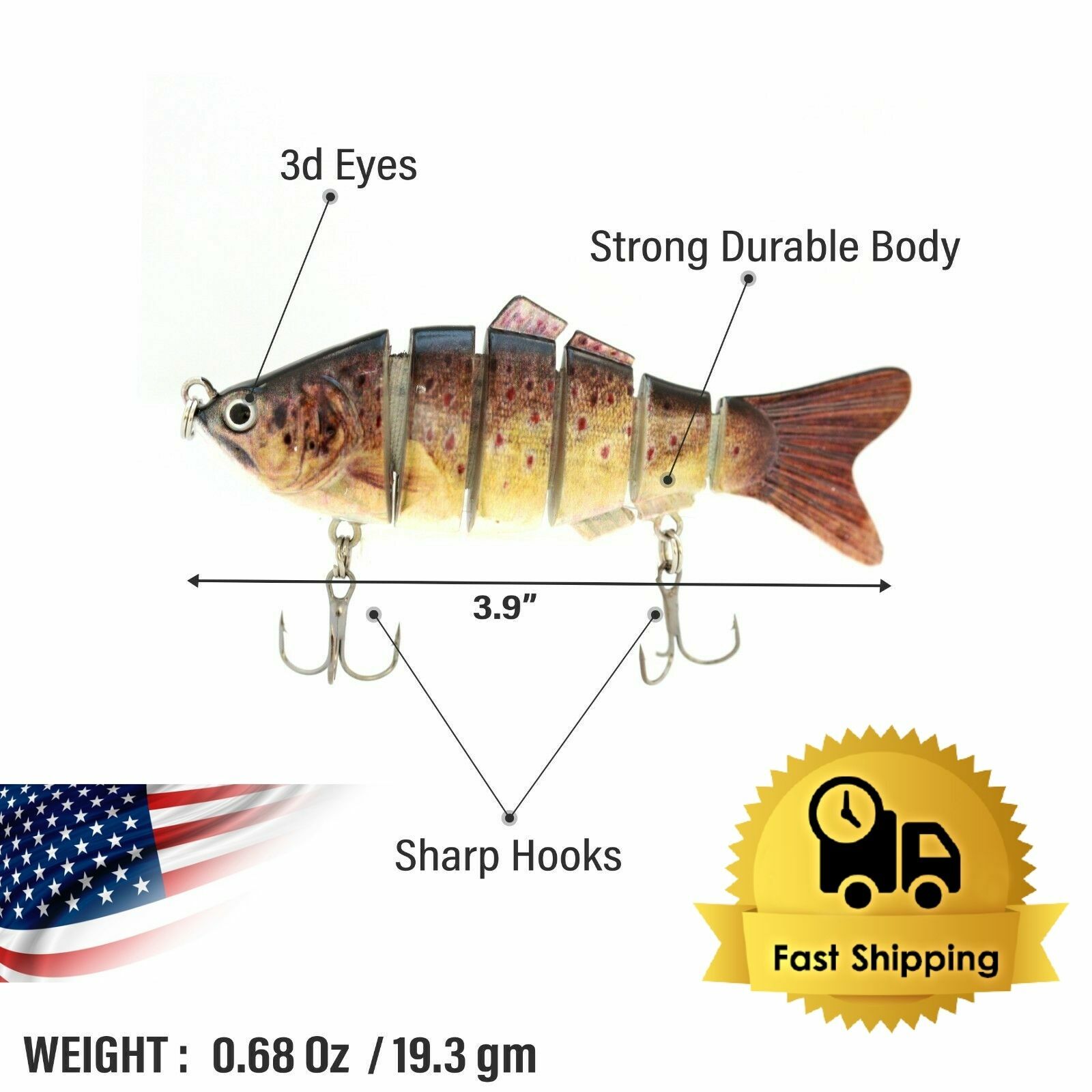 UFISH Lifelike Fishing Lures Best Bass Crankbaits Fishing Lure Lot Slow Sinking