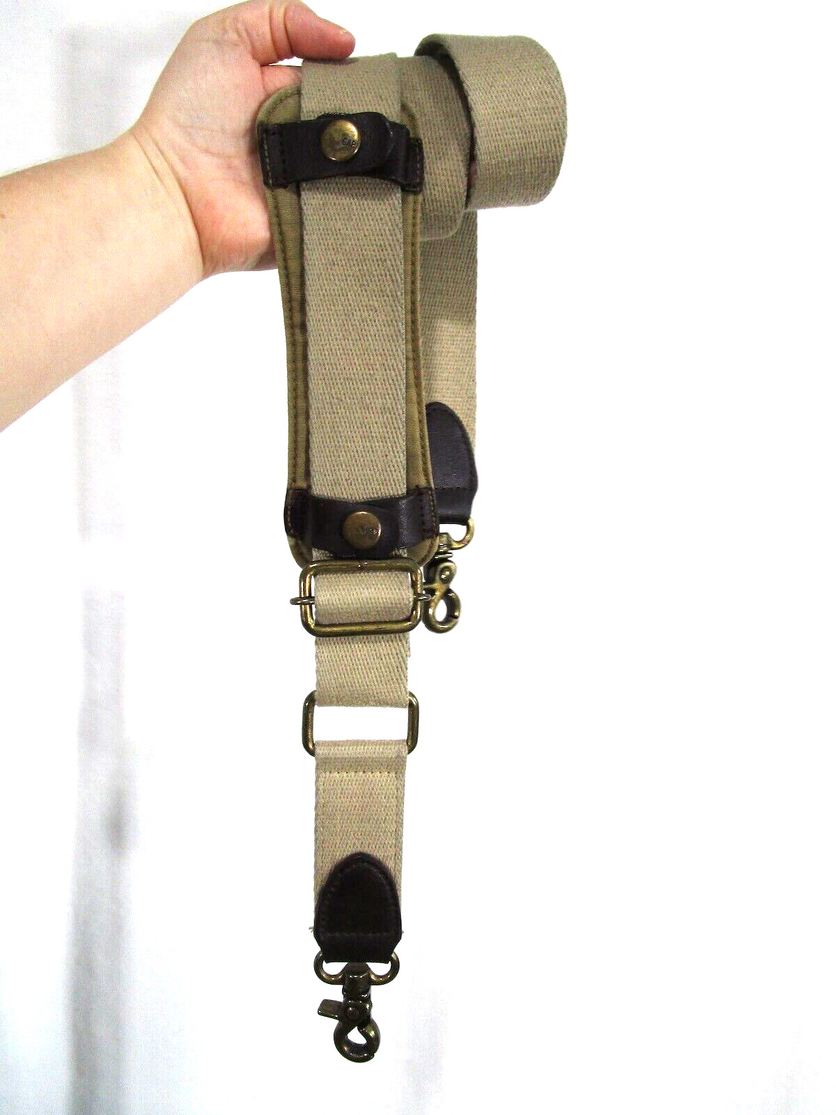 Gap Khaki Canvas Brown Faux Leather Brass Hardware Replacement Shoulder Strap