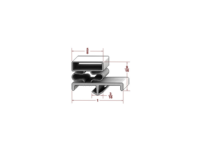 Freezer Door Gasket For Leer Ice Merchandiser, 44" x 26"