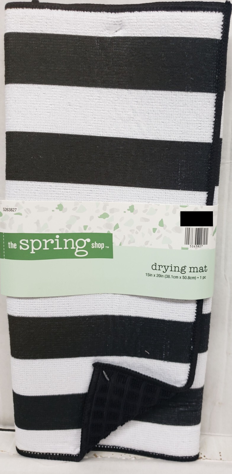 Kitchen Microfiber Drying Mat (15" x 20") BLACK & WHITE STRIPES, MI