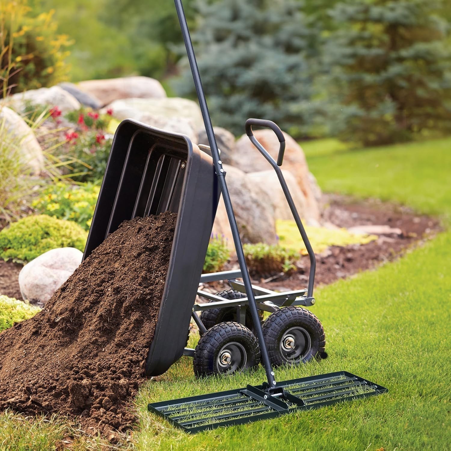 Versatile 36" Lawn Leveling Rake with 72" Handle - Perfect for All Grass Types