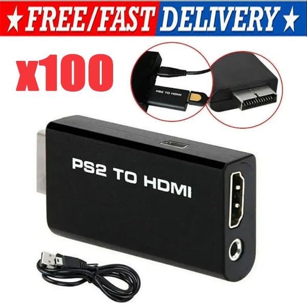 PS2 to HDMI Video Converter Adapter with 3.5mm Audio Output for HDTV Monitor Lot