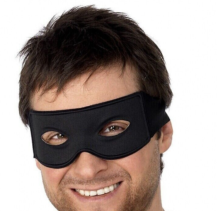 Black Eye Mask Adult Unisex Bandit Lone Ranger Zorro Halloween Costume Fancy