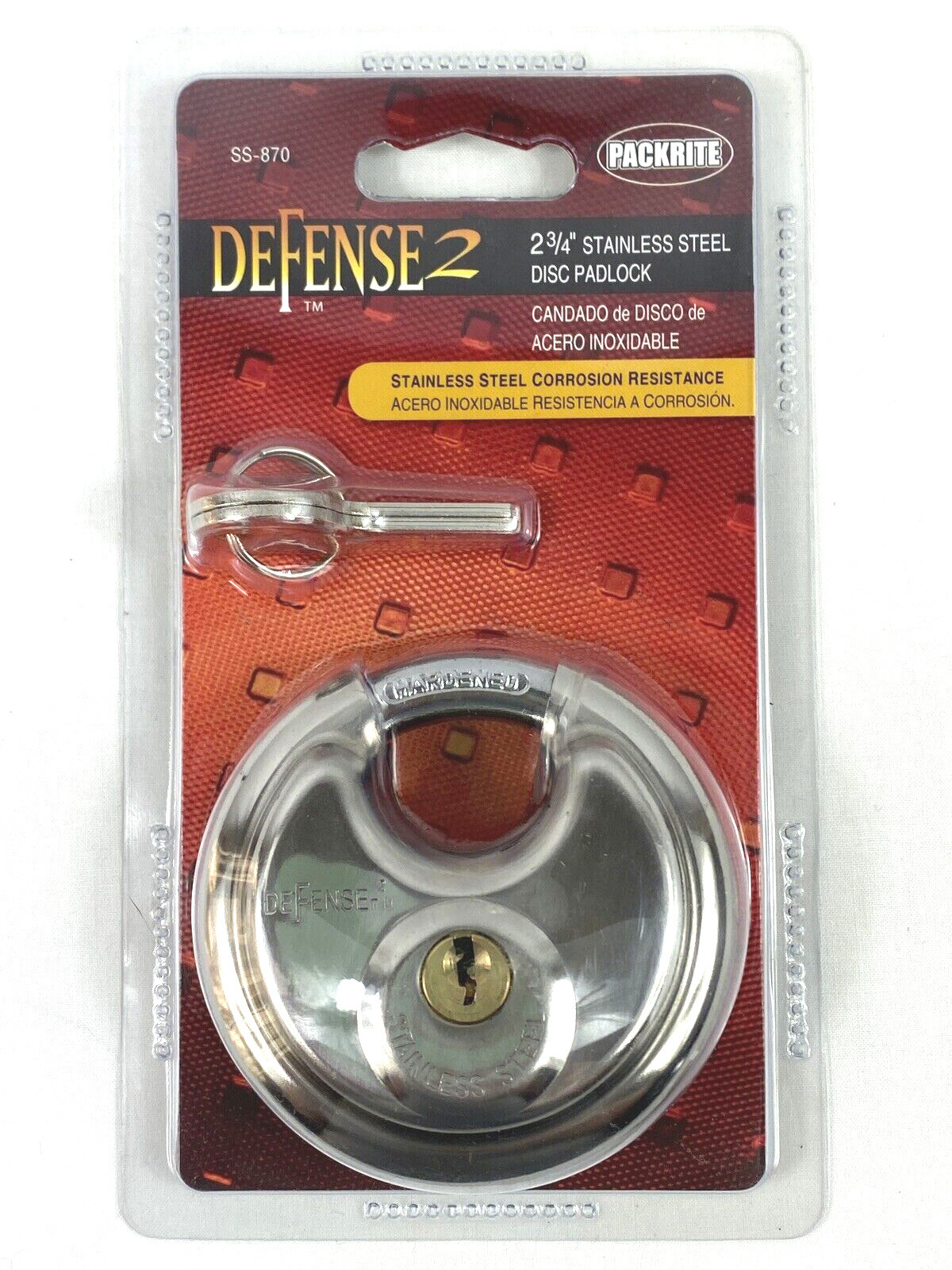 NEW Packrite Defense2 Stainless Steel Disc Padlocks 2-3/4" with Two Keys - New