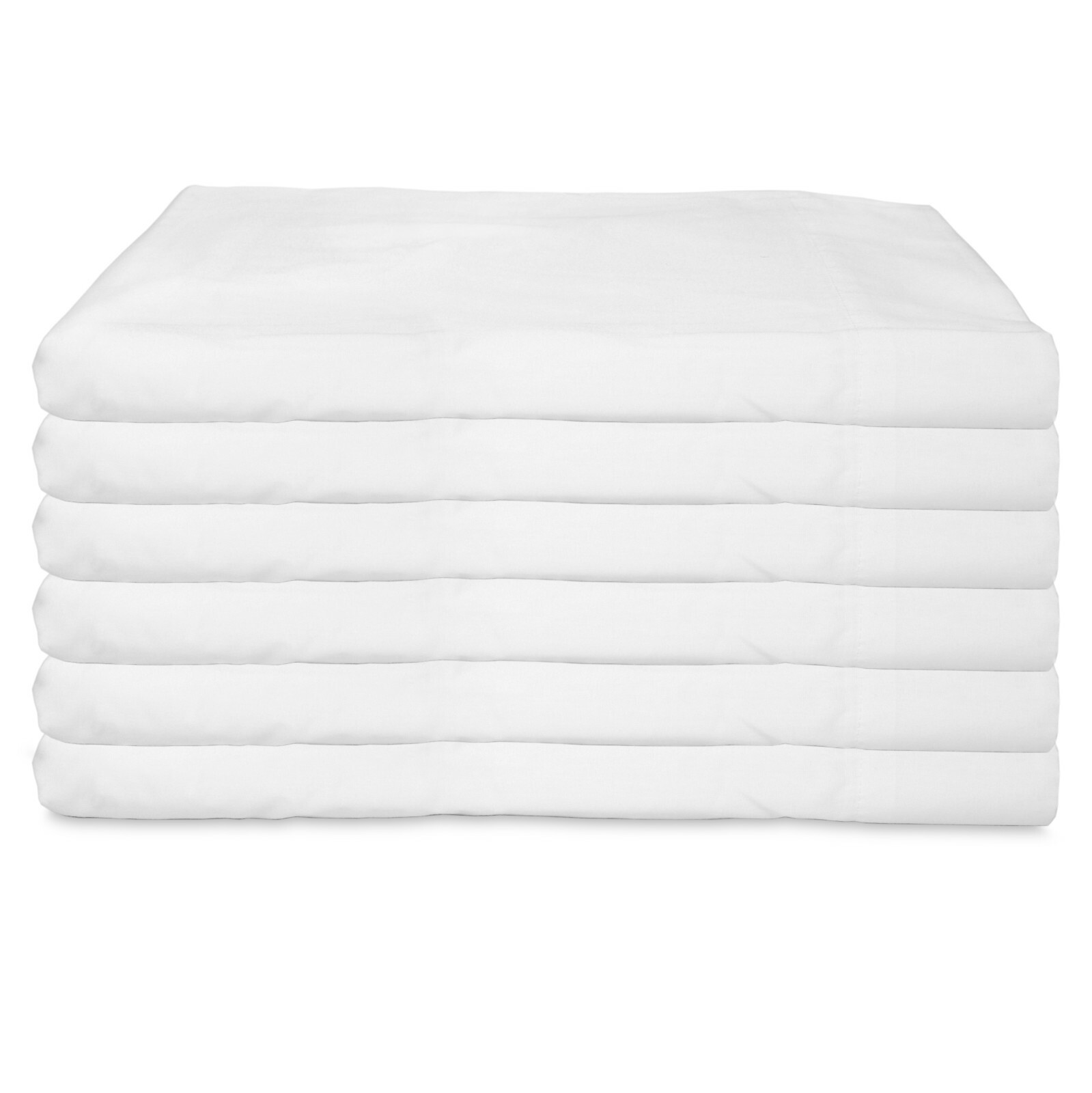 6 Pack of Fitted Bed Sheets, White, 200 Thread Count, Size Options, Color Coded